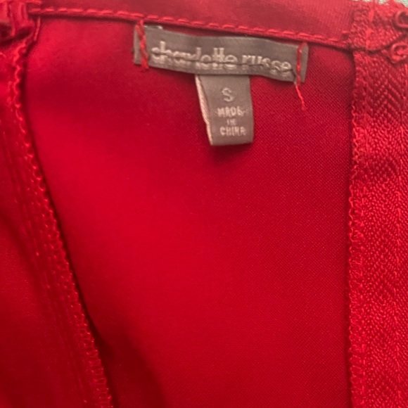 Red Corset Zip Up Crop Top with Open Front - Picture 6 of 6